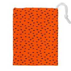 Halloween, Black Bats Pattern On Orange Drawstring Pouch (4xl) by Casemiro