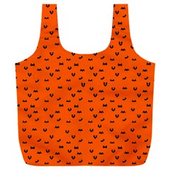 Halloween, Black Bats Pattern On Orange Full Print Recycle Bag (xxl) by Casemiro