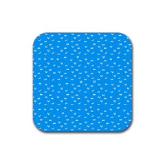 Halloween White Bars At Sky Blue Color Rubber Coaster (square)  by Casemiro