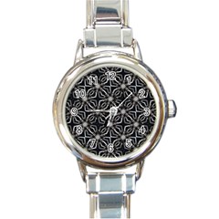 Futuristic Industrial Print Pattern Round Italian Charm Watch