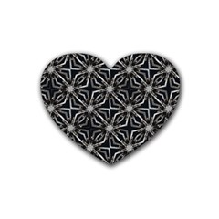 Futuristic Industrial Print Pattern Rubber Coaster (heart)  by dflcprintsclothing