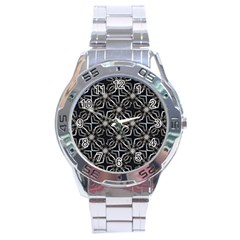 Futuristic Industrial Print Pattern Stainless Steel Analogue Watch