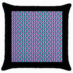 Blue Circles On Purple Background Geometric Ornament Throw Pillow Case (black) by SychEva