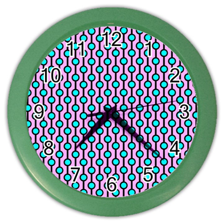 Blue Circles On Purple Background Geometric Ornament Color Wall Clock