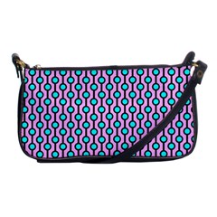 Blue Circles On Purple Background Geometric Ornament Shoulder Clutch Bag by SychEva