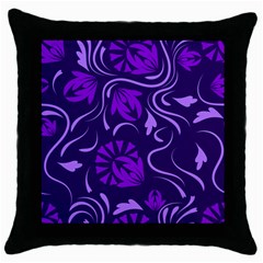 Folk Flowers Pattern Floral Surface Design Seamless Pattern Throw Pillow Case (black) by Eskimos