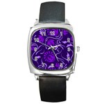 Folk flowers pattern Floral surface design Seamless pattern Square Metal Watch Front