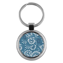 Folk Flowers Pattern Floral Surface Design Seamless Pattern Key Chain (round) by Eskimos