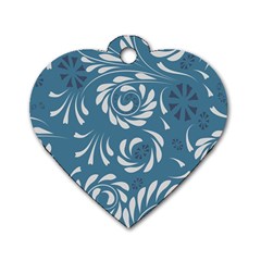 Folk flowers pattern Floral surface design Seamless pattern Dog Tag Heart (One Side)