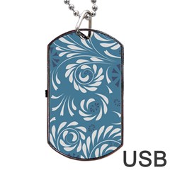 Folk flowers pattern Floral surface design Seamless pattern Dog Tag USB Flash (One Side)