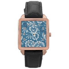 Folk Flowers Pattern Floral Surface Design Seamless Pattern Rose Gold Leather Watch  by Eskimos