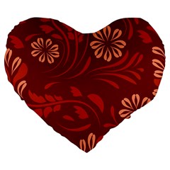 Folk Flowers Pattern Floral Surface Design Seamless Pattern Large 19  Premium Flano Heart Shape Cushions