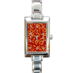 Folk Flowers Pattern Floral Surface Design Seamless Pattern Rectangle Italian Charm Watch by Eskimos