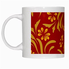 Folk Flowers Pattern Floral Surface Design Seamless Pattern White Mugs by Eskimos