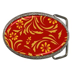 Folk Flowers Pattern Floral Surface Design Seamless Pattern Belt Buckles by Eskimos