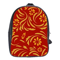 Folk Flowers Pattern Floral Surface Design Seamless Pattern School Bag (large) by Eskimos