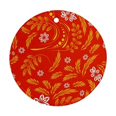 Folk Flowers Pattern Floral Surface Design Seamless Pattern Ornament (round)