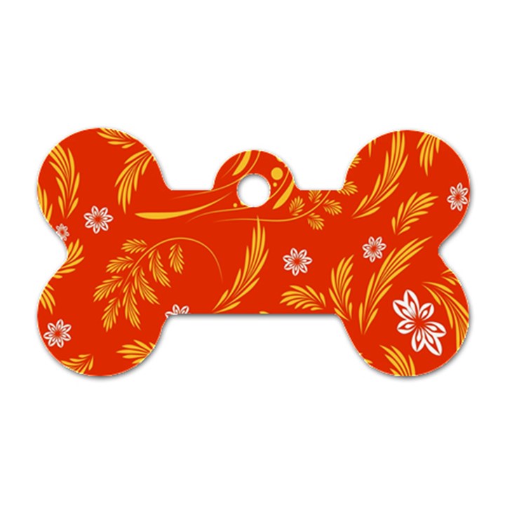 Folk flowers pattern Floral surface design Seamless pattern Dog Tag Bone (Two Sides)