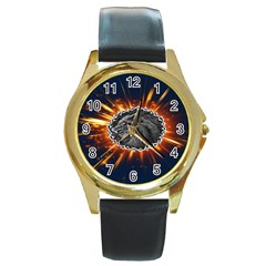 Beast Round Gold Metal Watch