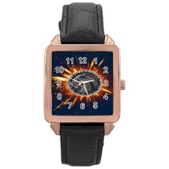 Beast Rose Gold Leather Watch 