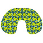 Yellow Tang School on Blue Sea Travel Neck Pillow Front