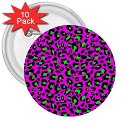 Pink And Green Leopard Spots Pattern 3  Buttons (10 Pack)  by Casemiro