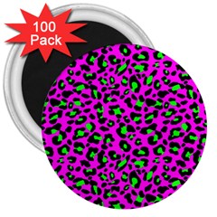 Pink And Green Leopard Spots Pattern 3  Magnets (100 Pack) by Casemiro