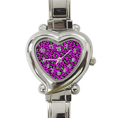 Pink And Green Leopard Spots Pattern Heart Italian Charm Watch