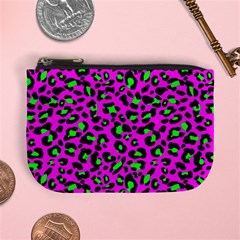 Pink And Green Leopard Spots Pattern Mini Coin Purse by Casemiro