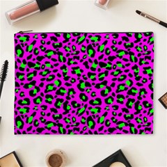 Pink And Green Leopard Spots Pattern Cosmetic Bag (xl) by Casemiro