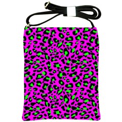 Pink And Green Leopard Spots Pattern Shoulder Sling Bag by Casemiro