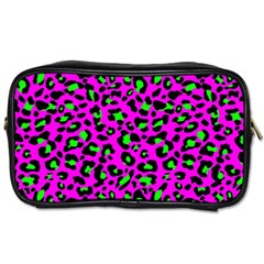 Pink And Green Leopard Spots Pattern Toiletries Bag (one Side) by Casemiro