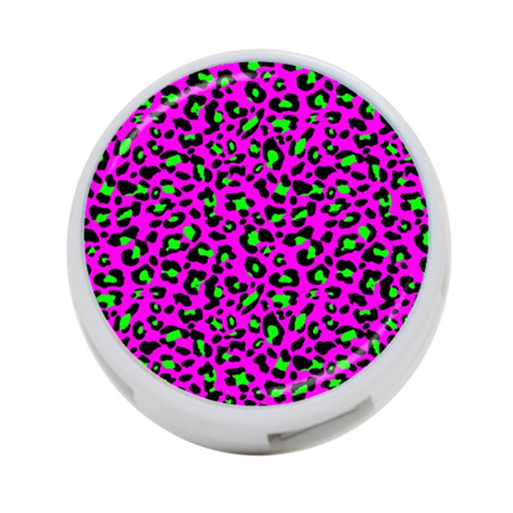 Pink and green leopard spots pattern 4-Port USB Hub (One Side)