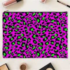 Pink And Green Leopard Spots Pattern Cosmetic Bag (xxxl) by Casemiro