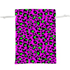 Pink And Green Leopard Spots Pattern  Lightweight Drawstring Pouch (xl) by Casemiro