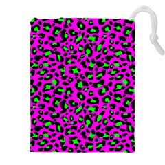 Pink And Green Leopard Spots Pattern Drawstring Pouch (4xl) by Casemiro