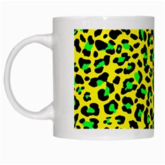 Yellow And Green, Neon Leopard Spots Pattern White Mugs by Casemiro