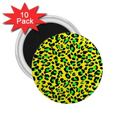 Yellow And Green, Neon Leopard Spots Pattern 2 25  Magnets (10 Pack)  by Casemiro