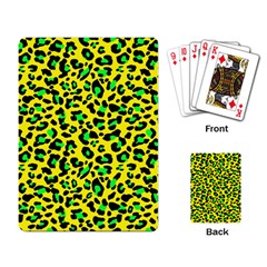 Yellow And Green, Neon Leopard Spots Pattern Playing Cards Single Design (rectangle)