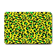 Yellow And Green, Neon Leopard Spots Pattern Small Doormat  by Casemiro