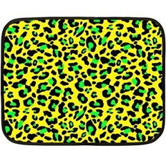 Yellow And Green, Neon Leopard Spots Pattern Fleece Blanket (mini) by Casemiro