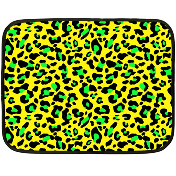 Yellow and green, neon leopard spots pattern Fleece Blanket (Mini)