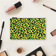 Yellow And Green, Neon Leopard Spots Pattern Cosmetic Bag (small) by Casemiro