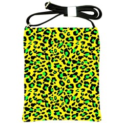 Yellow And Green, Neon Leopard Spots Pattern Shoulder Sling Bag by Casemiro