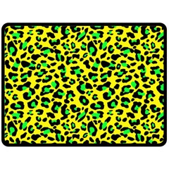 Yellow And Green, Neon Leopard Spots Pattern Fleece Blanket (large)  by Casemiro