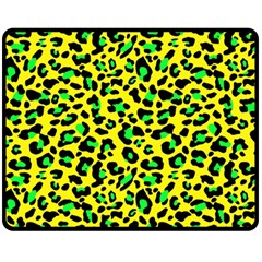 Yellow And Green, Neon Leopard Spots Pattern Fleece Blanket (medium)  by Casemiro