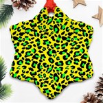 Yellow and green, neon leopard spots pattern Ornament (Snowflake) Front