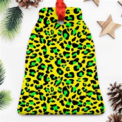 Yellow And Green, Neon Leopard Spots Pattern Ornament (bell) by Casemiro