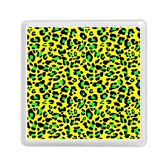 Yellow And Green, Neon Leopard Spots Pattern Memory Card Reader (square) by Casemiro