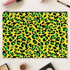 Yellow And Green, Neon Leopard Spots Pattern Cosmetic Bag (xxxl) by Casemiro